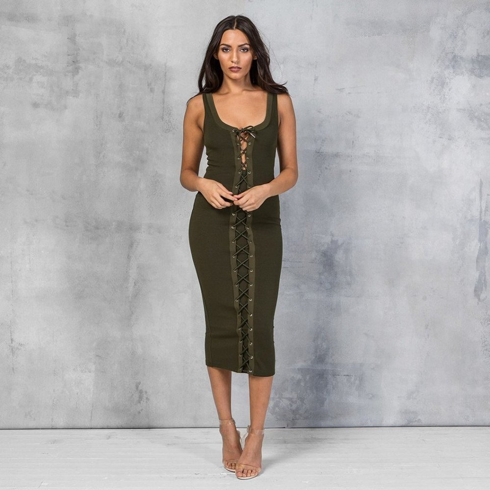Maniere de voir Lace-Up Midi Dress